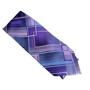 John Ashford Men's Neck‎ Tie Geometric Purple Blue Pattern 100% Polyester